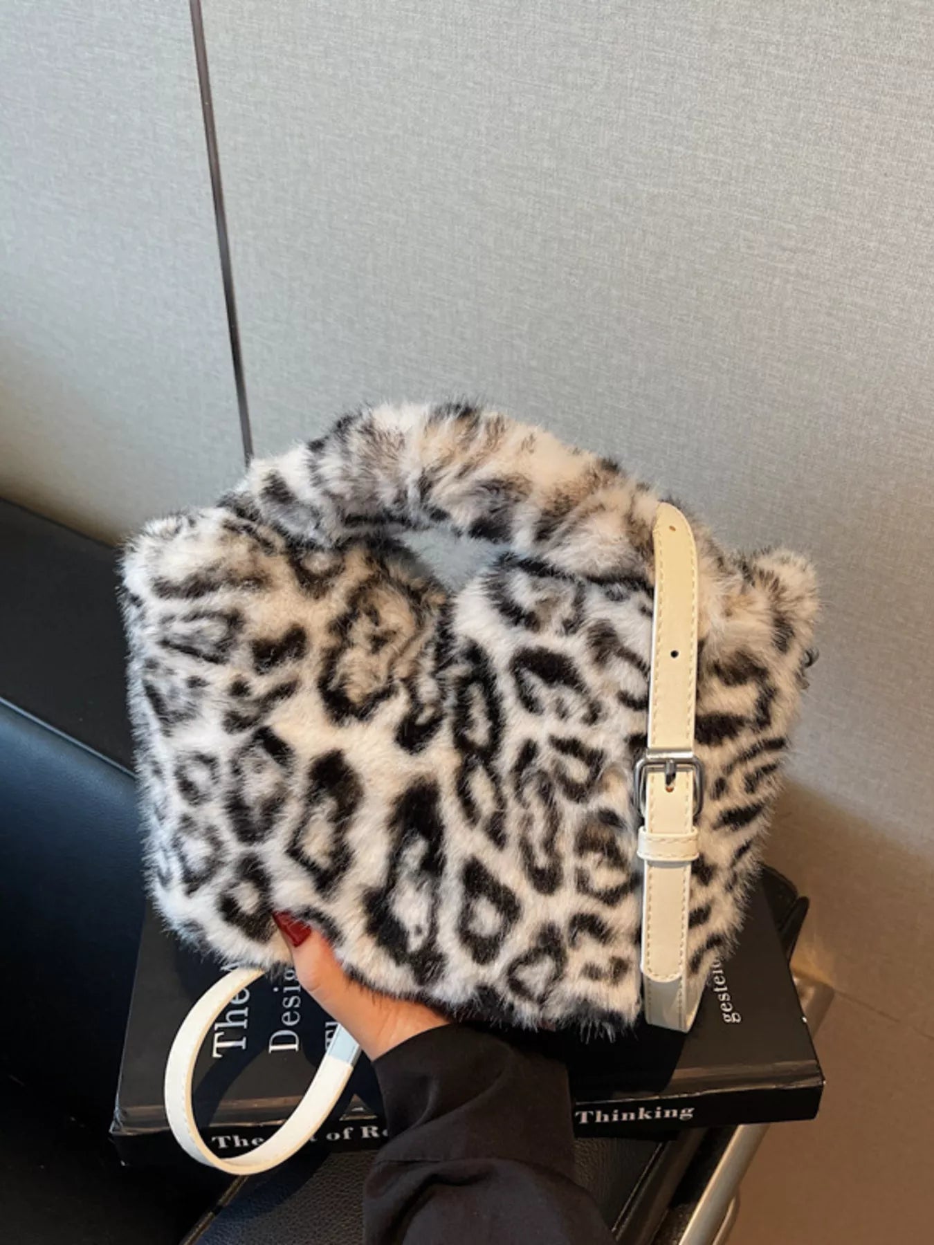 Leopard Plush Crossbody Bag