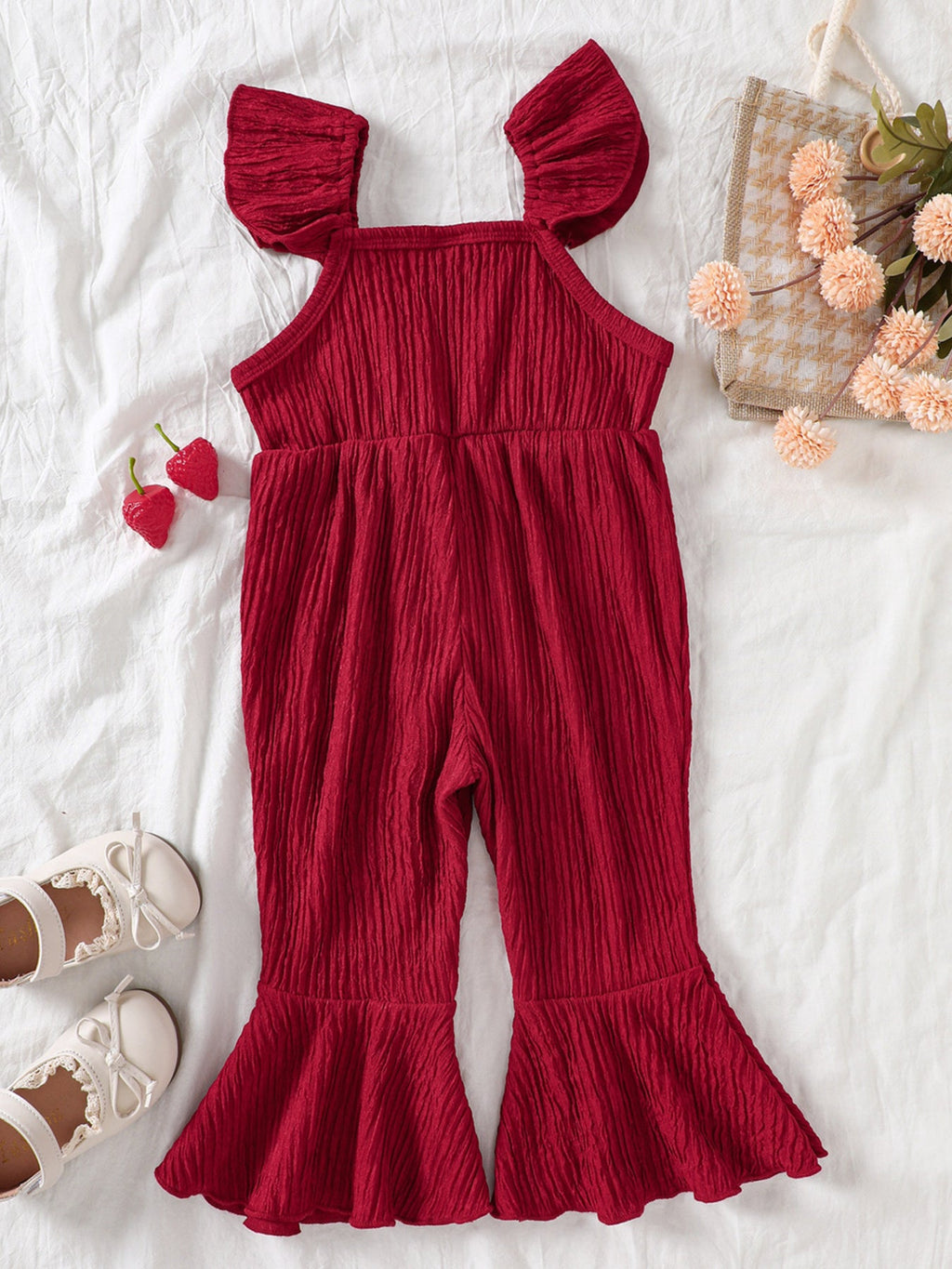 Children's Crochet Ruffle Trim Jumpsuit