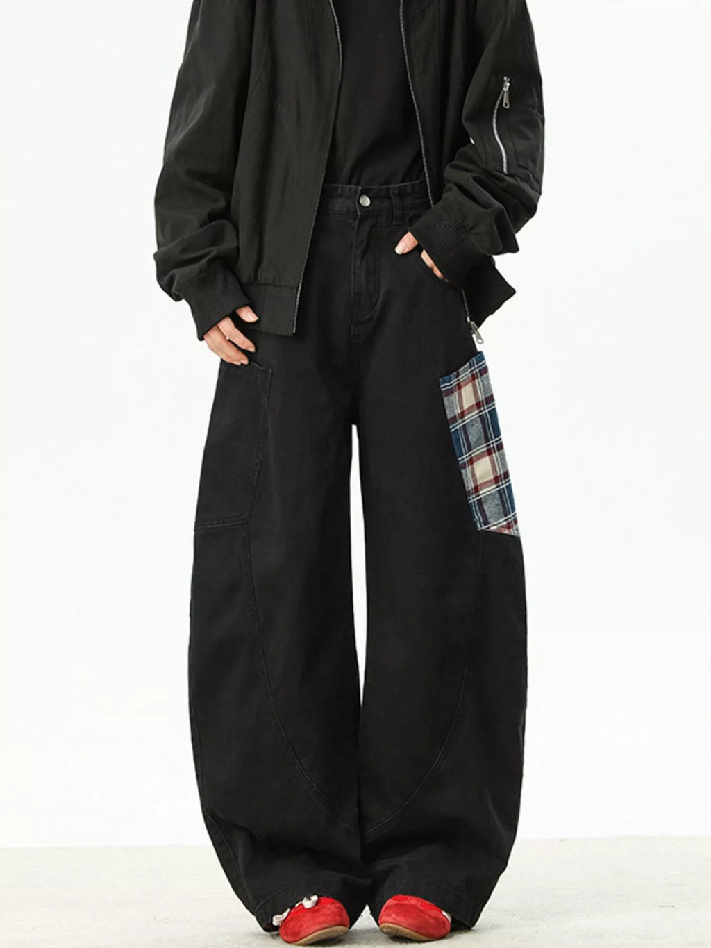 Men's Full Size Wide Leg Patchwork Casual Pants Plus Size