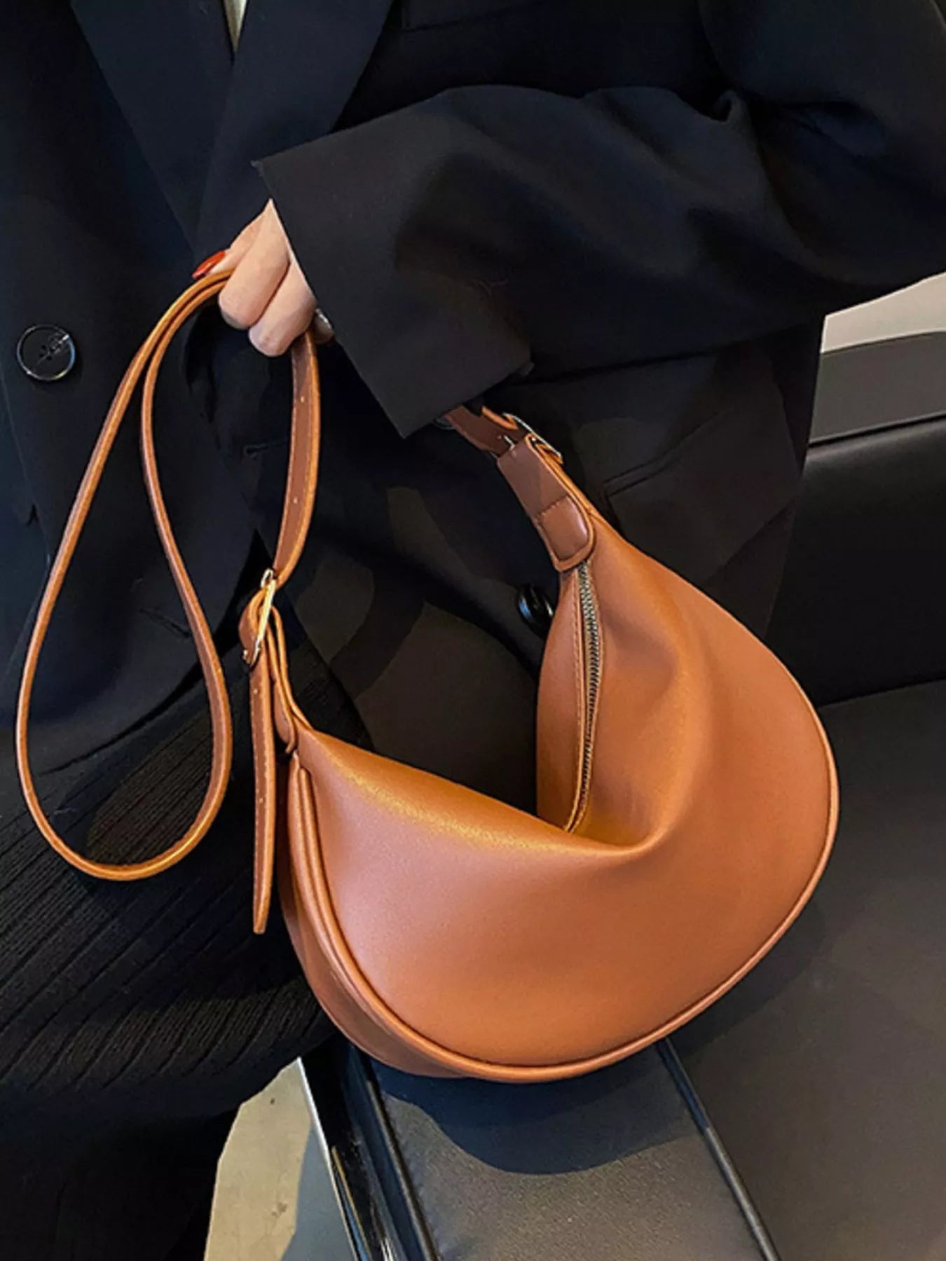 Adjustable Strap Crescent Crossbody Bag
