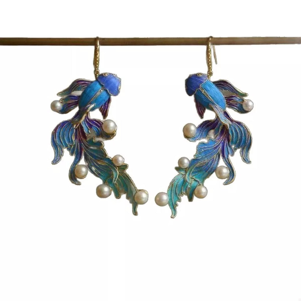 Goldfish Pearl Dangle Earrings