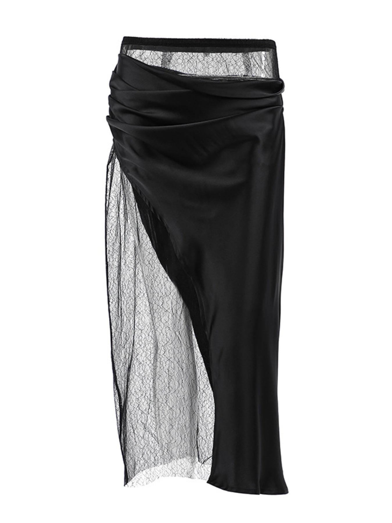 Lace Panel Midi Skirt