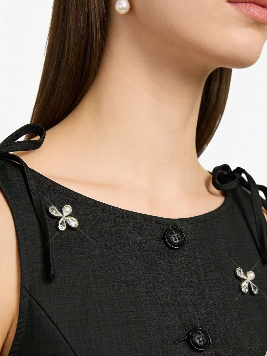 Button-Down Embellished Vest