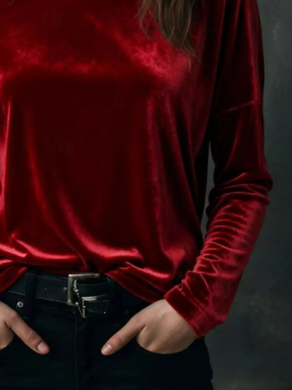Full Size Velvet Long Sleeve T-Shirt Plus Size