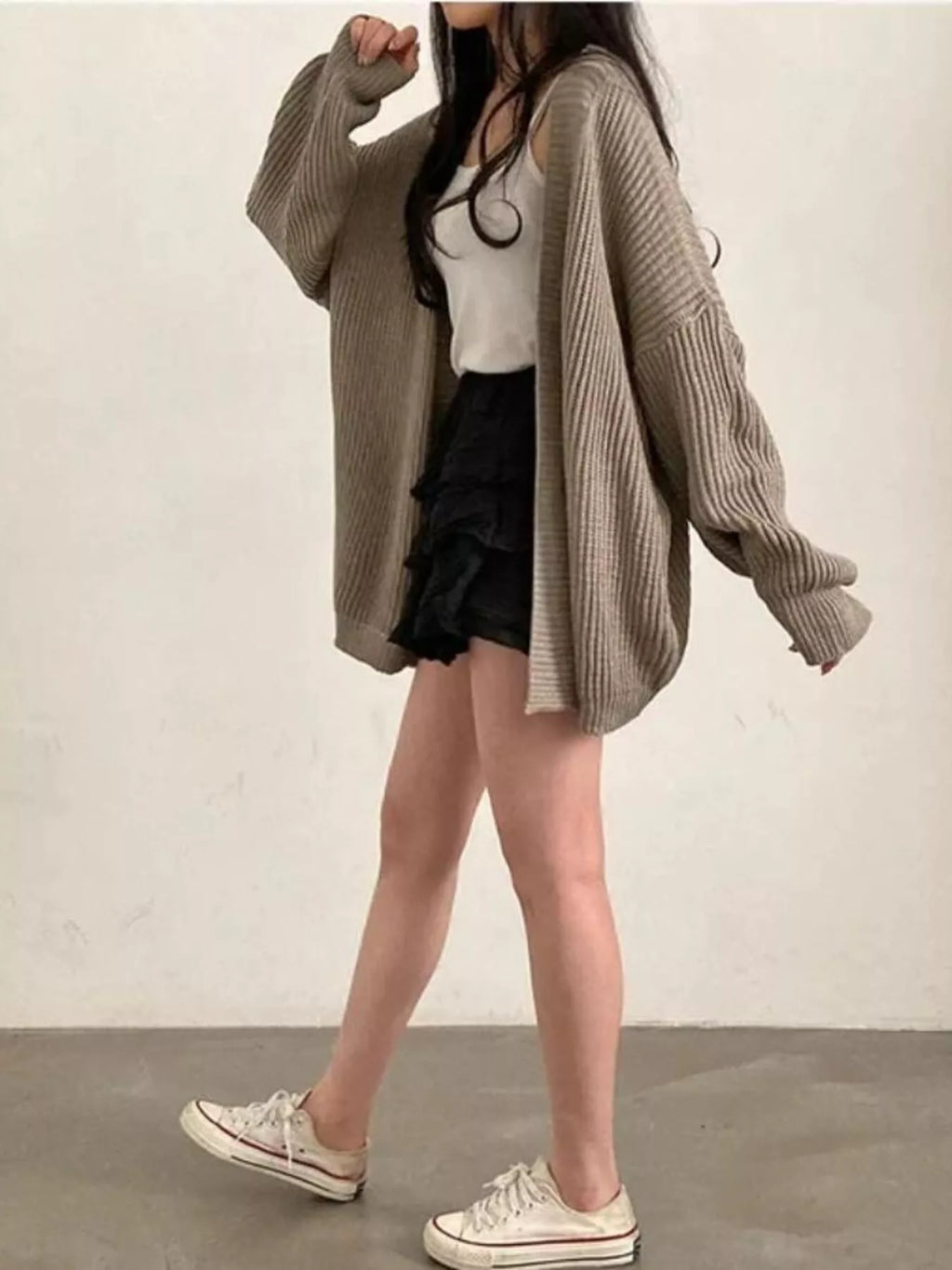 Open Front Oversized Knit Cardigan