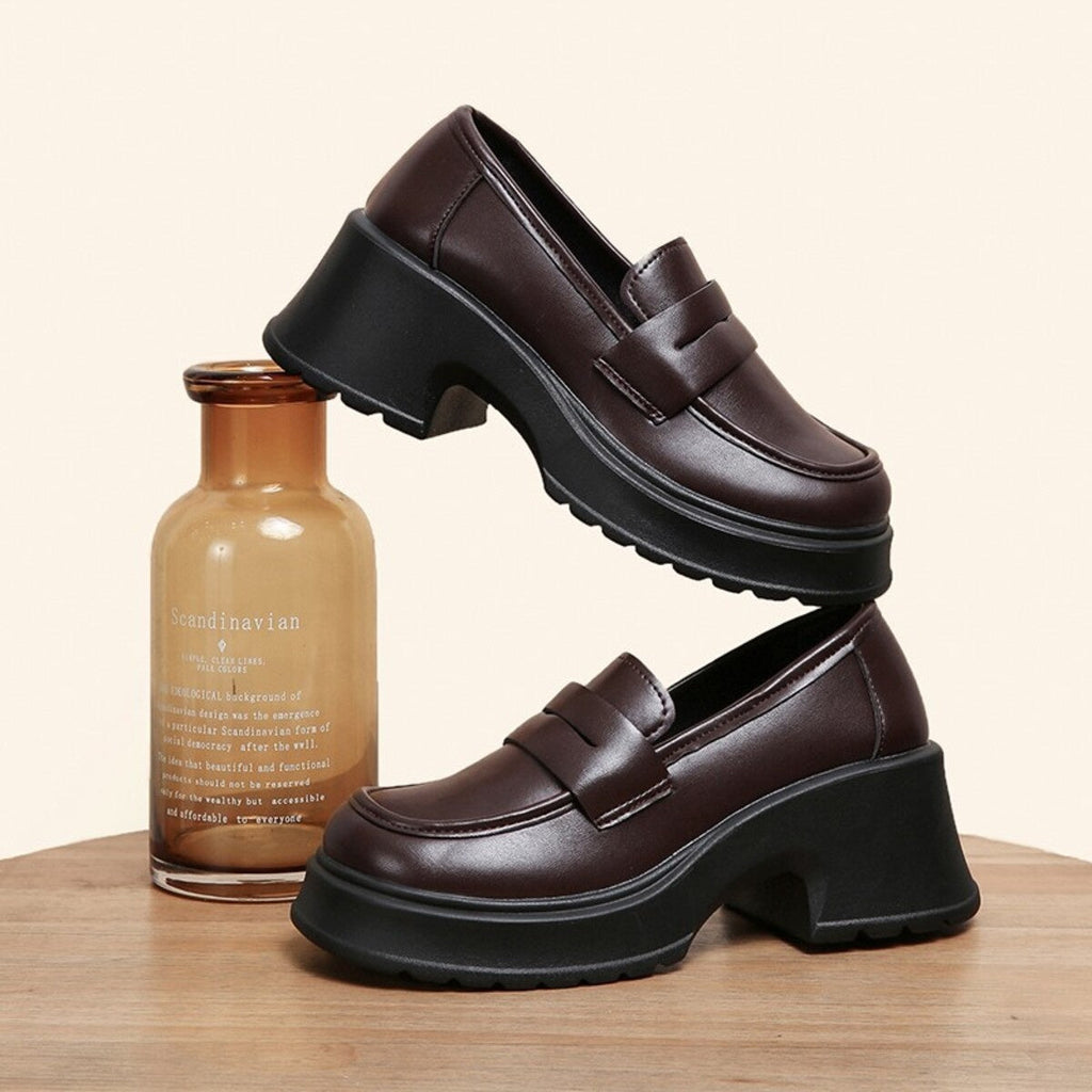 Round Toe Block Heels Loafers