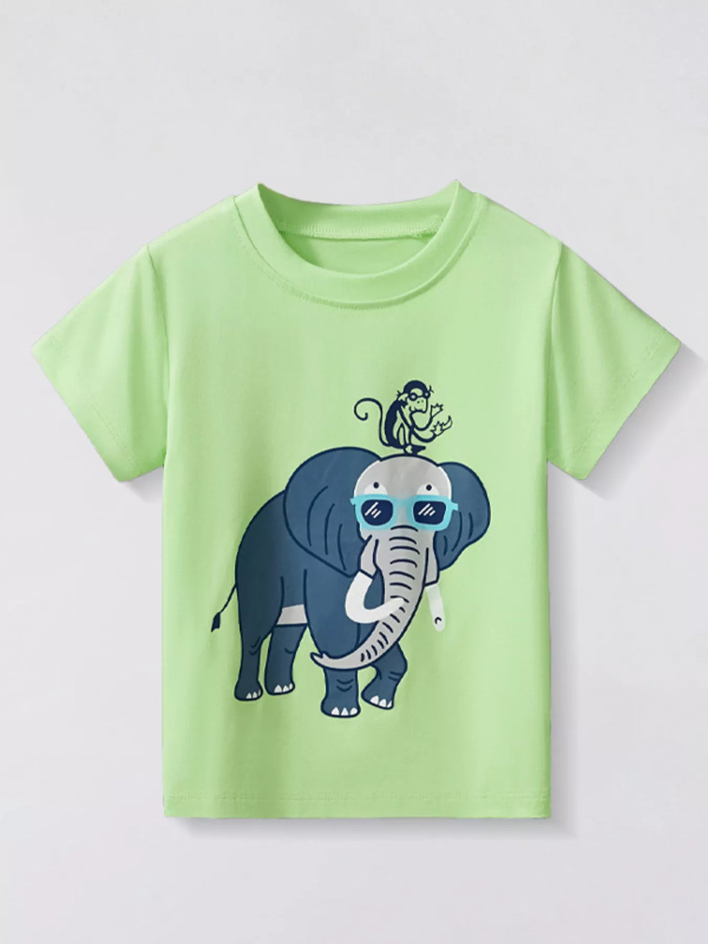 Children's Elephant & Monkey Short Sleeve T-Shirt