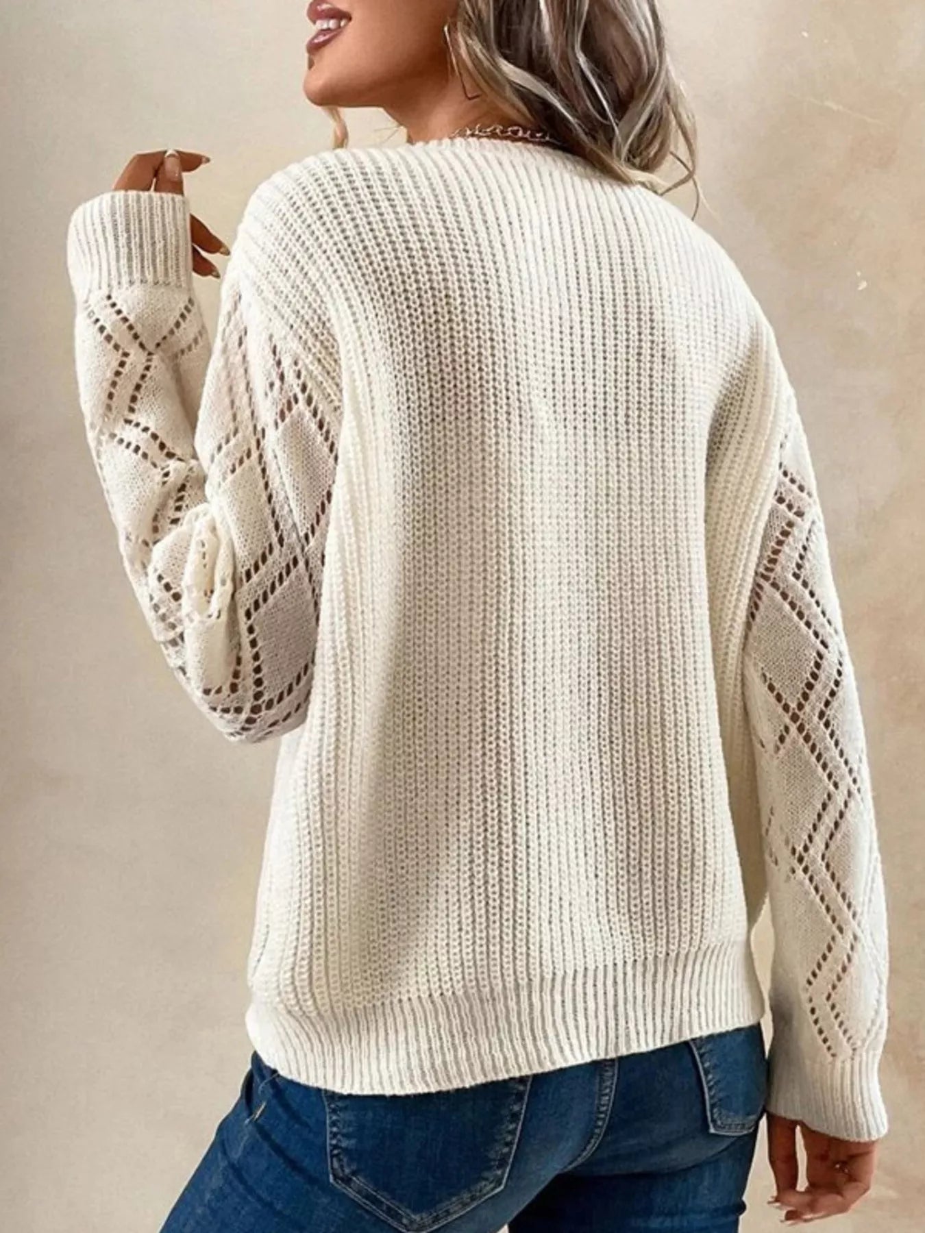 V-Neck Openwork Sweater
