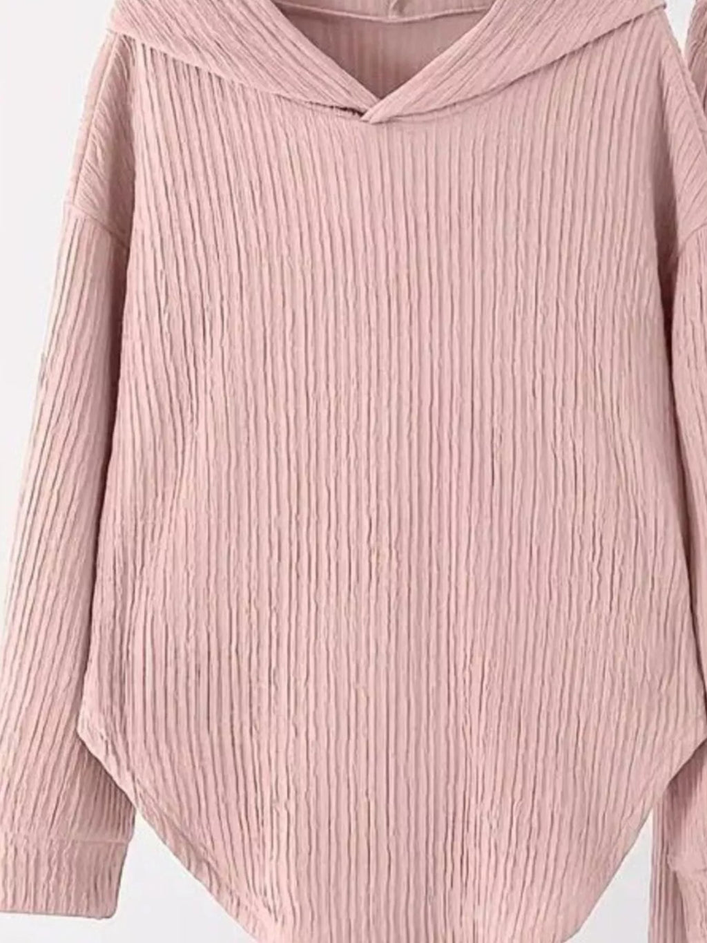 Textured Long Sleeve Hoodie and Pants Set