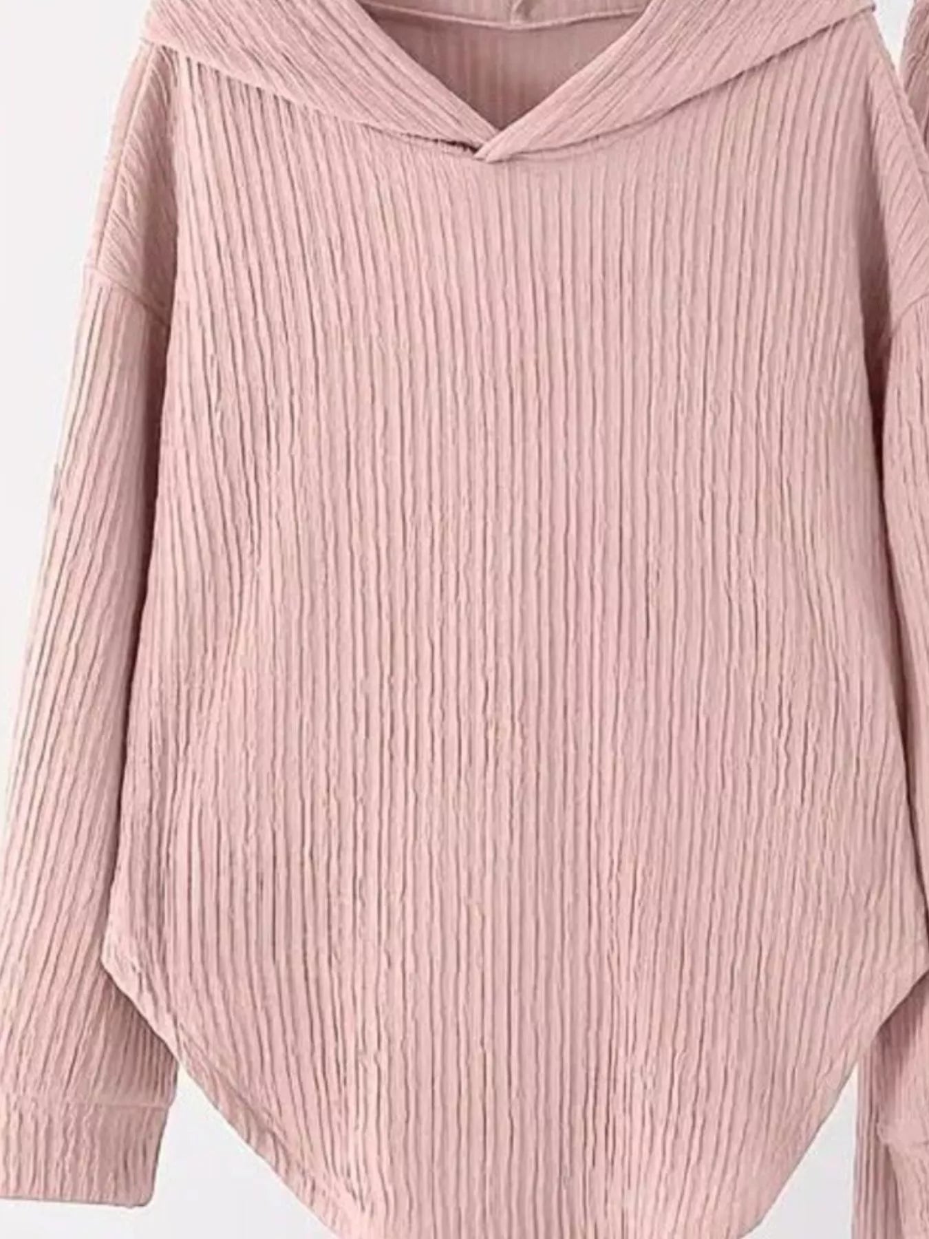 Textured Long Sleeve Hoodie and Pants Set