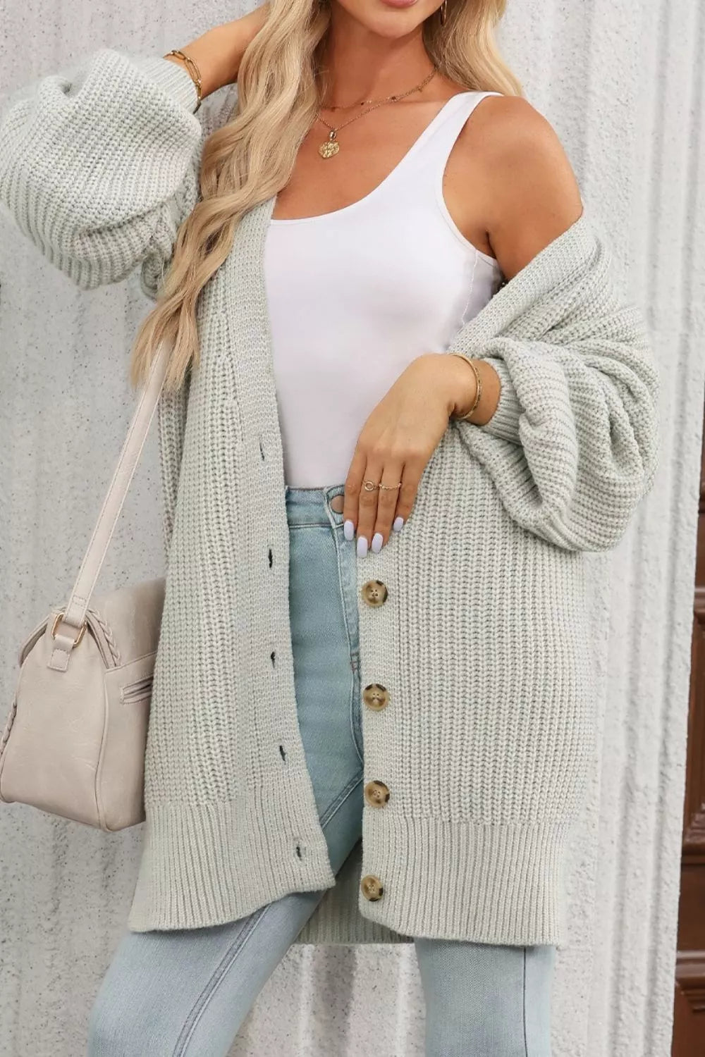Chunky Knit Button-Down Cardigan