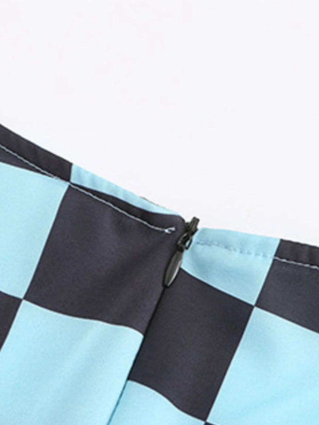 Checkered Short Sleeve Tiered Mini Dress