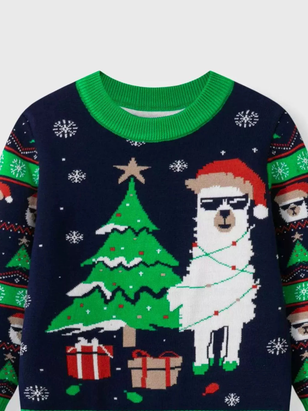 Children's Christmas Tree Round Neck Sweater