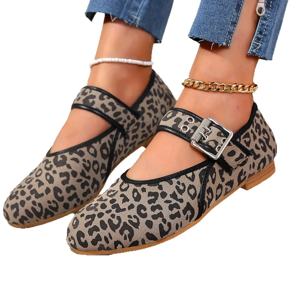 Leopard Print Mary Jane Loafers