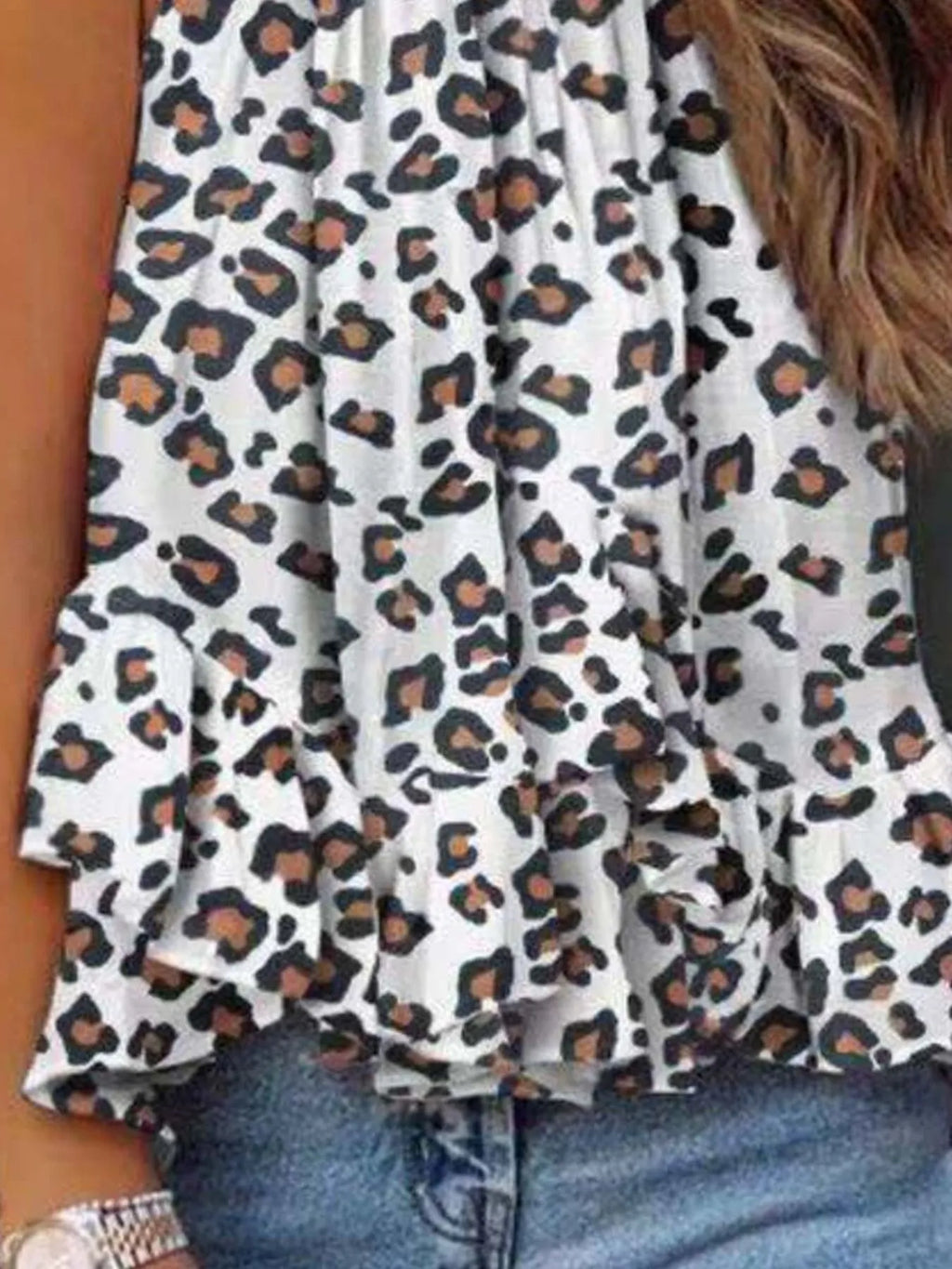 Ruffled Printed Halter Neck Cami Top