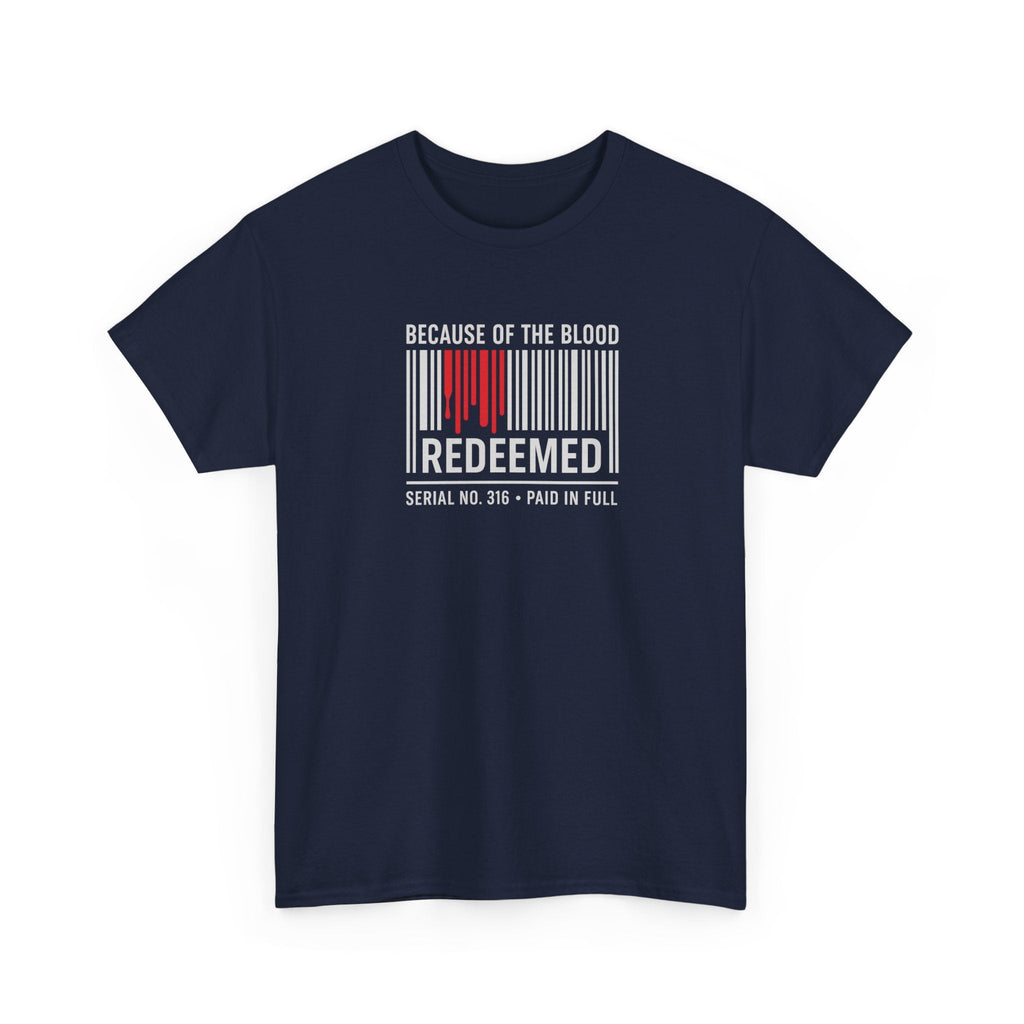 Because of the Blood Unisex Tee — Revelation 1:5 Inspirational Redemption T-Shirt