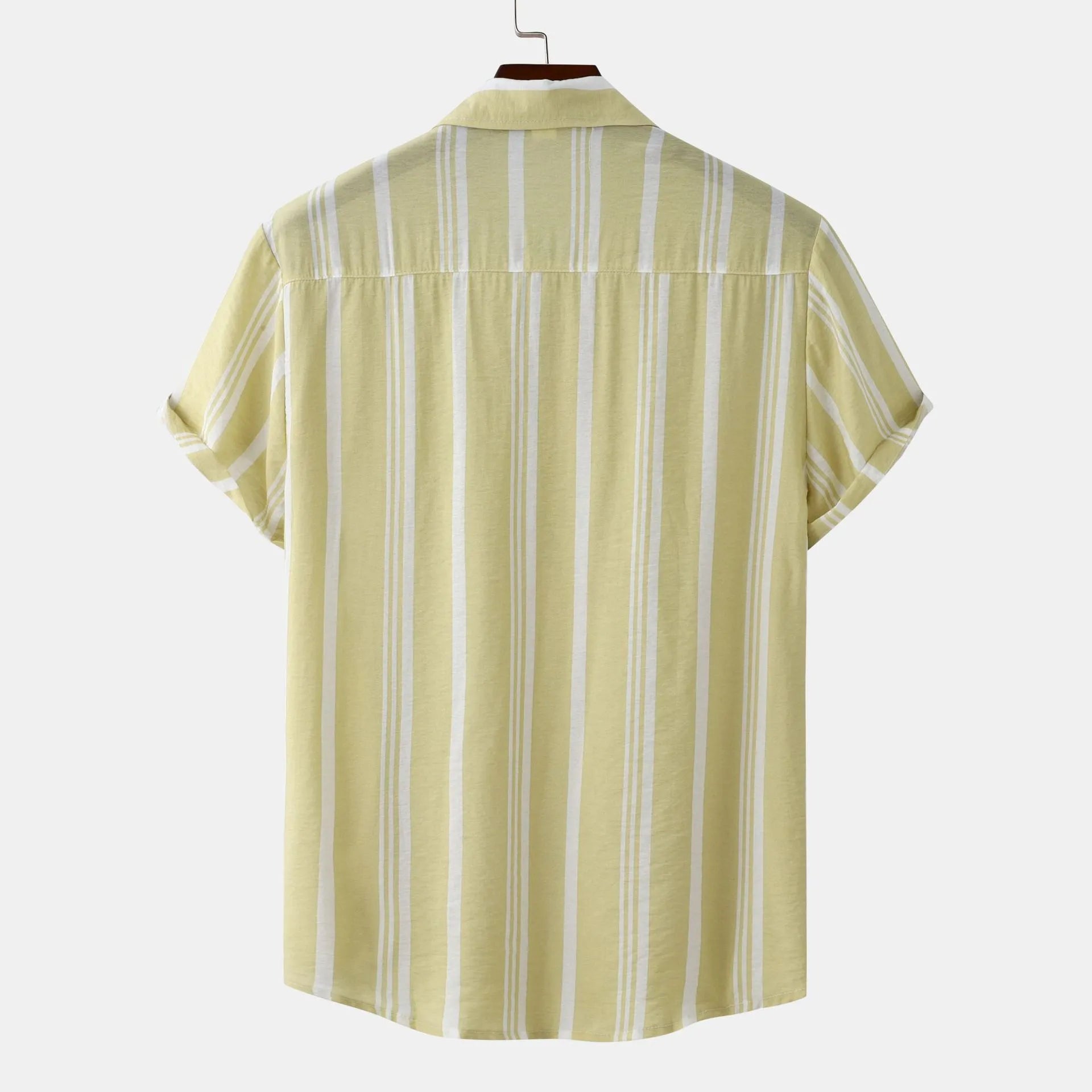 Men's Plus Size Striped Short Sleeve Button-Down Shirt