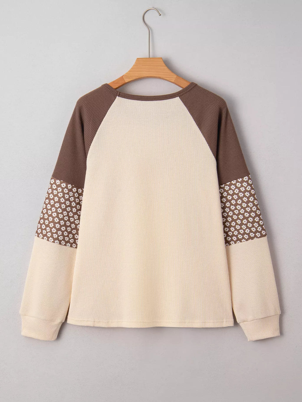Floral Print Patchwork Color Block Long Sleeve Top