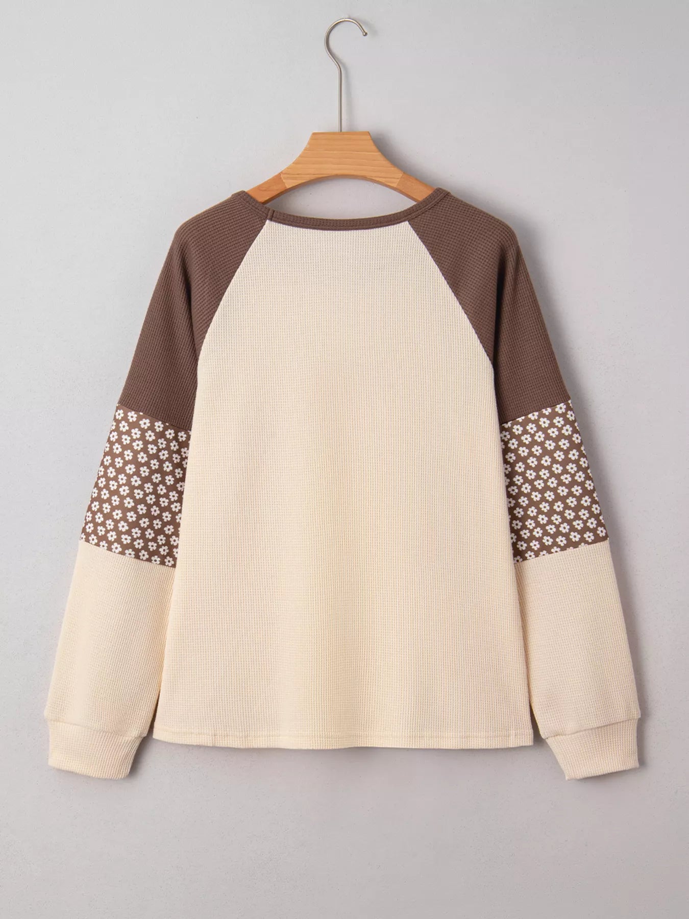 Floral Print Patchwork Color Block Long Sleeve Top