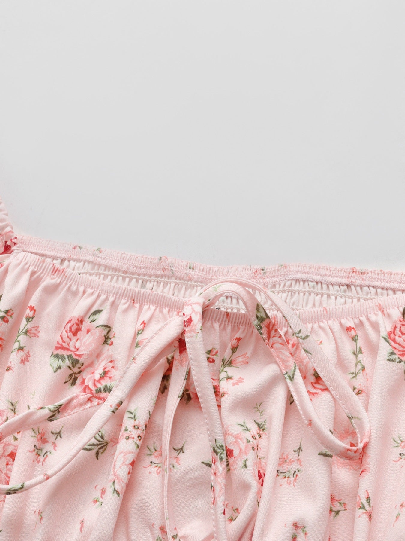 Floral Print Tie Front Puff Sleeve Blouse