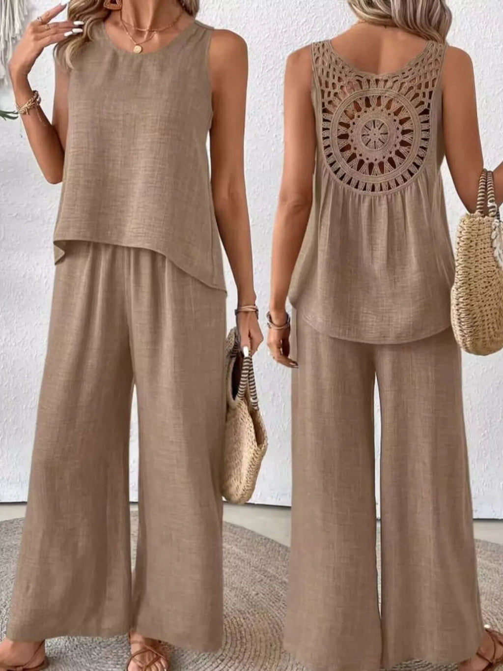 Round Neck Tank and Pants Set