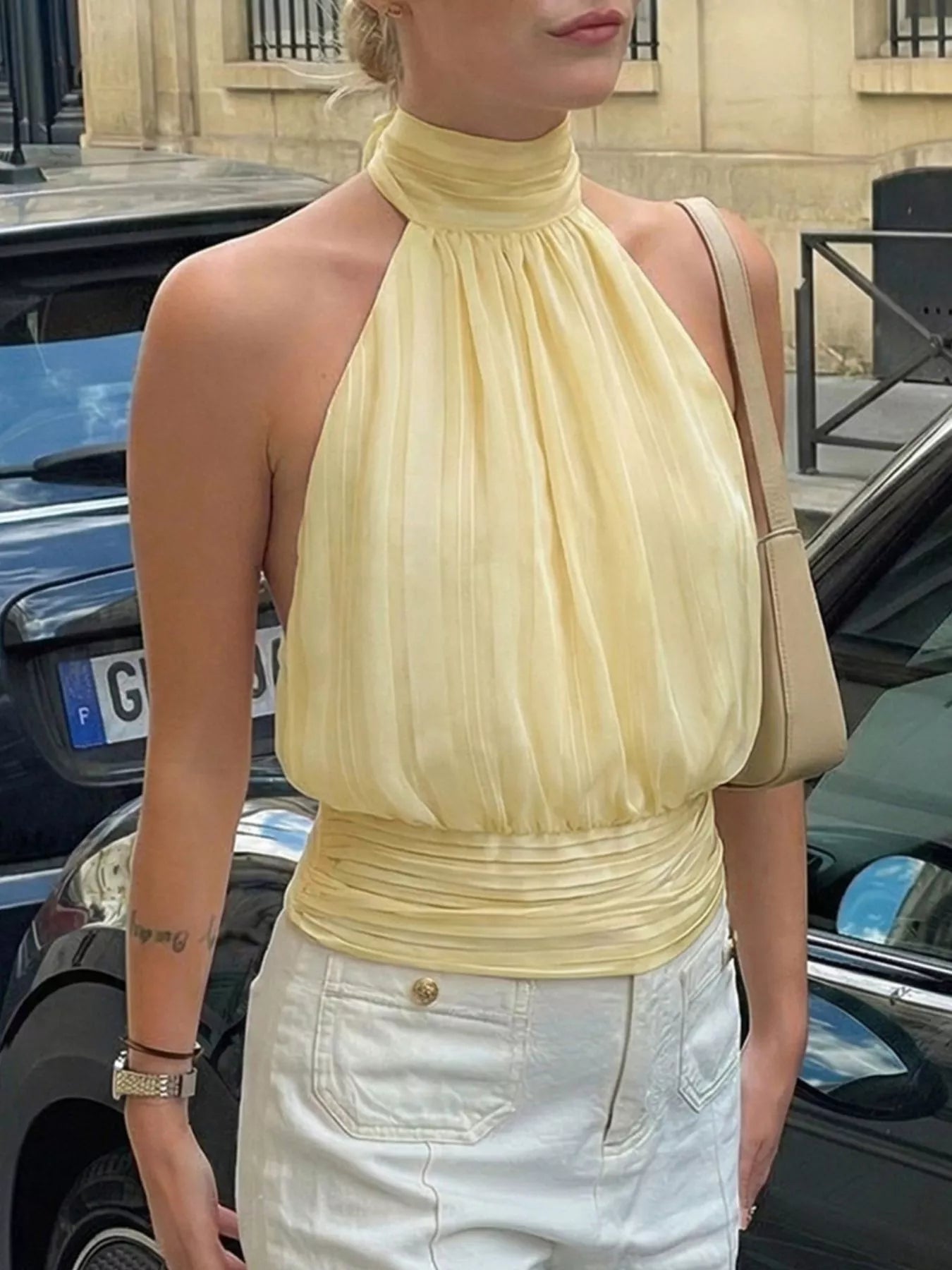 Halter Neck Striped Cami Top