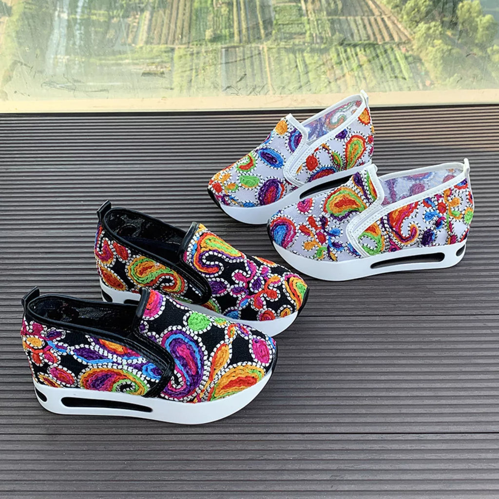 Round Toe Platform Slip-Ons