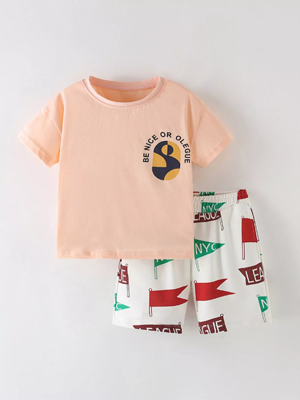 Children's Graphic Tee & Flag Print Shorts Set