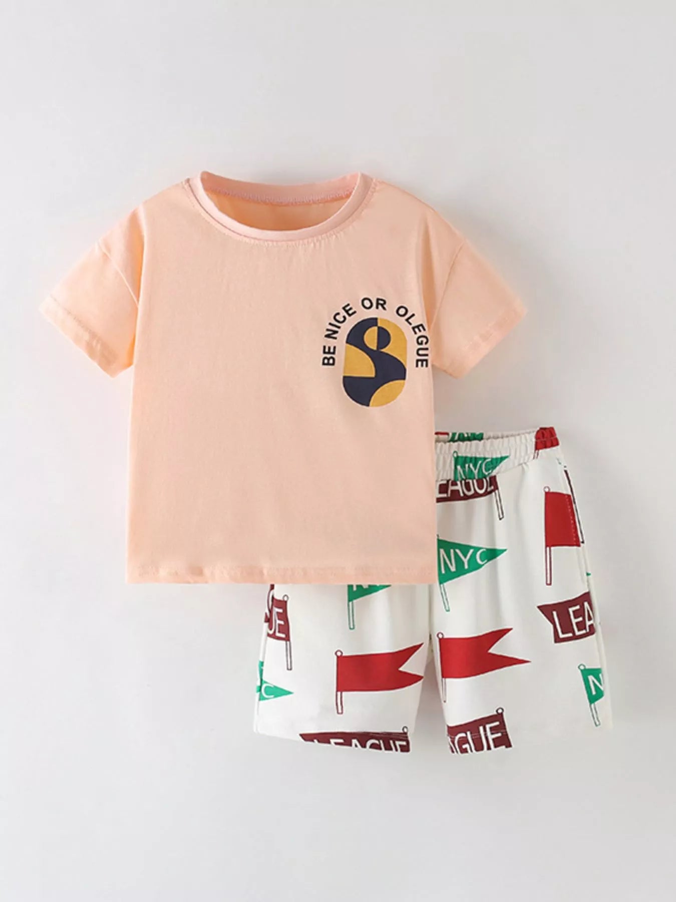 Children's Graphic Tee & Flag Print Shorts Set