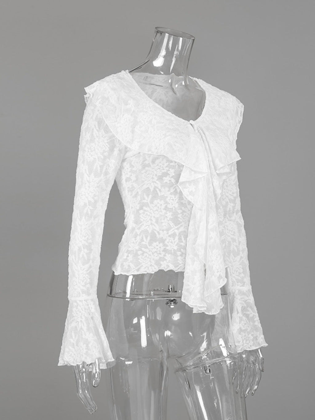 Ruffle Lace Long Sleeve Blouse