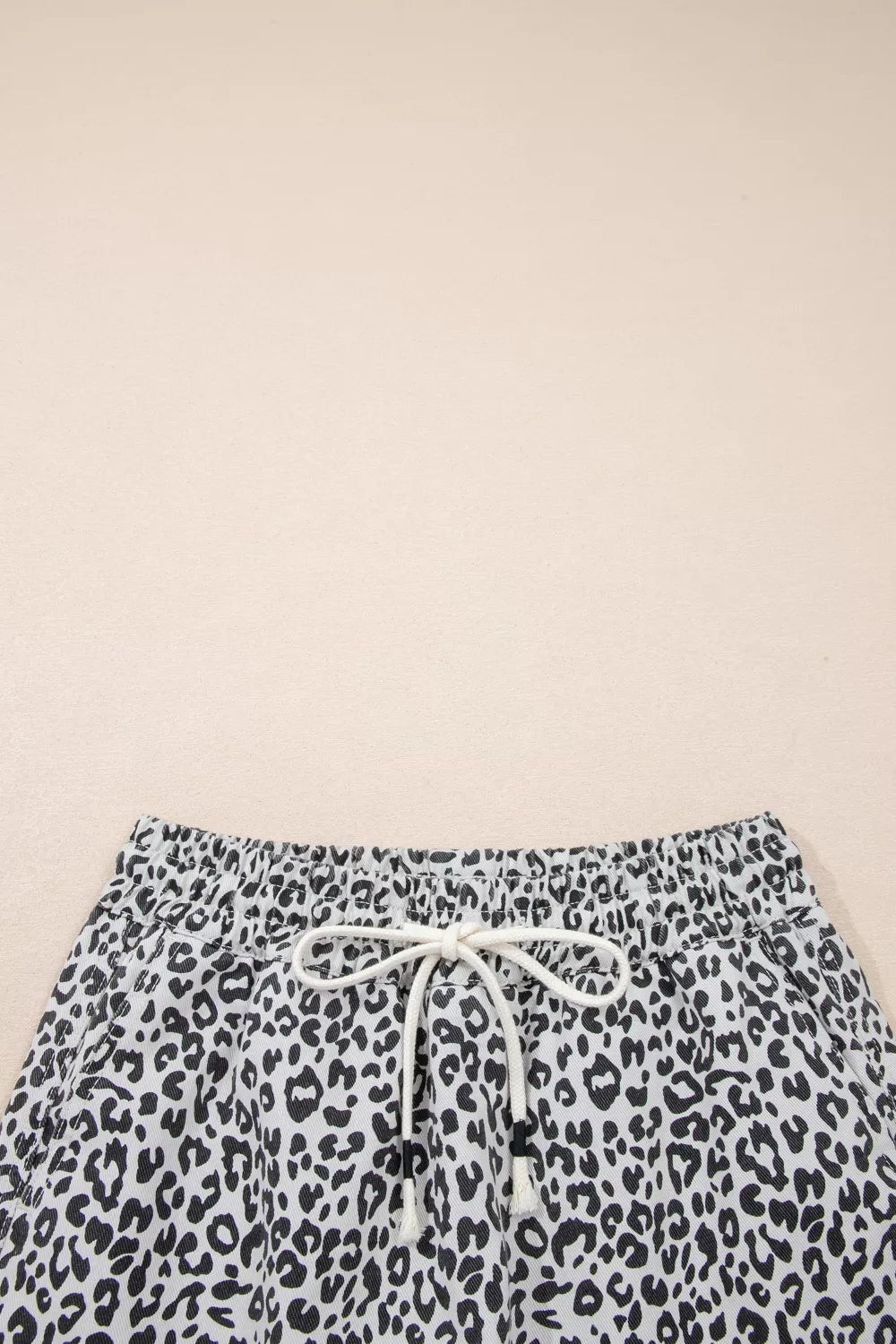 Leopard Print Tassel Drawstring Casual Denim Skort