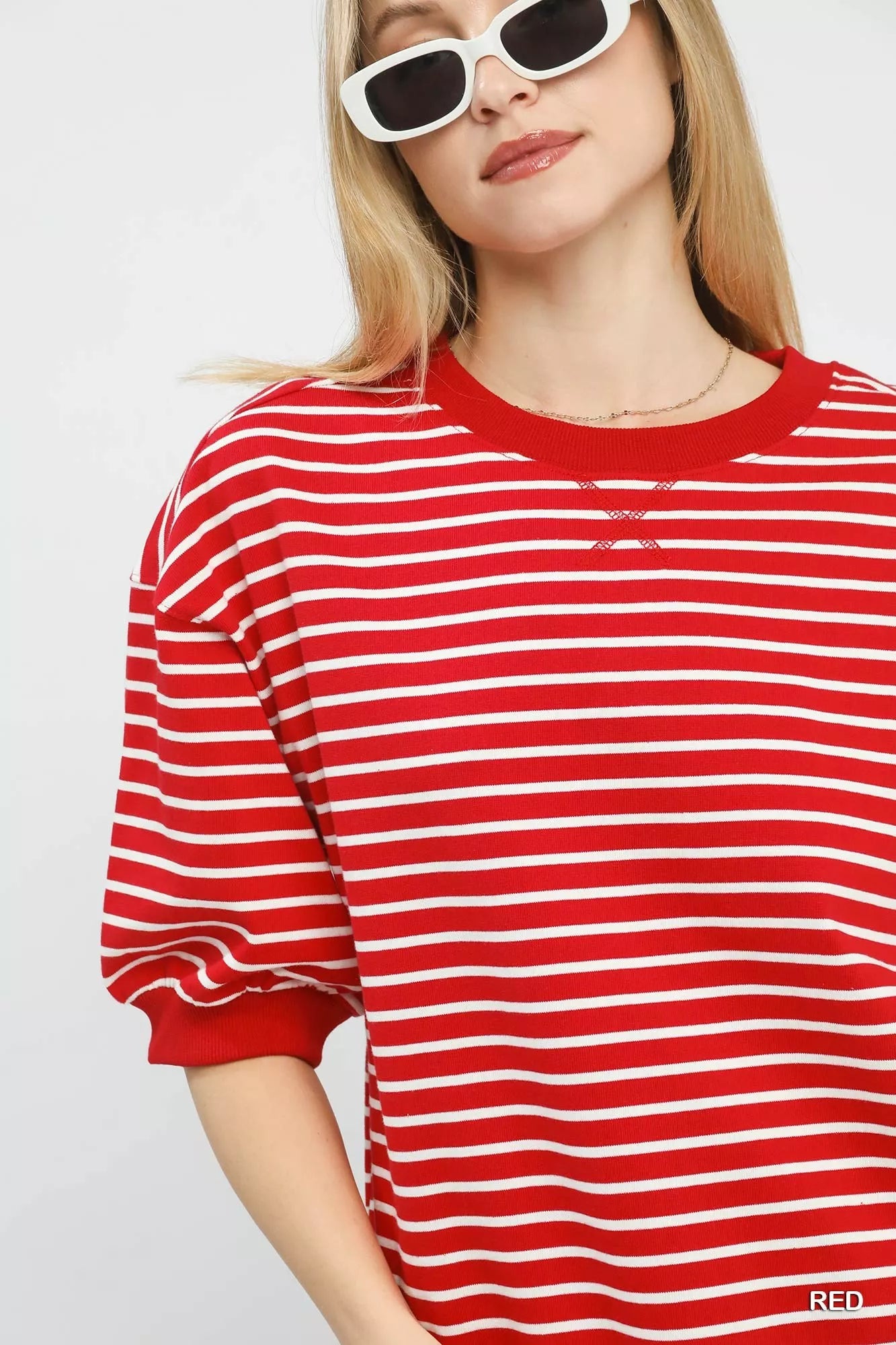 Umgee Striped Short Sleeve Pullover Top