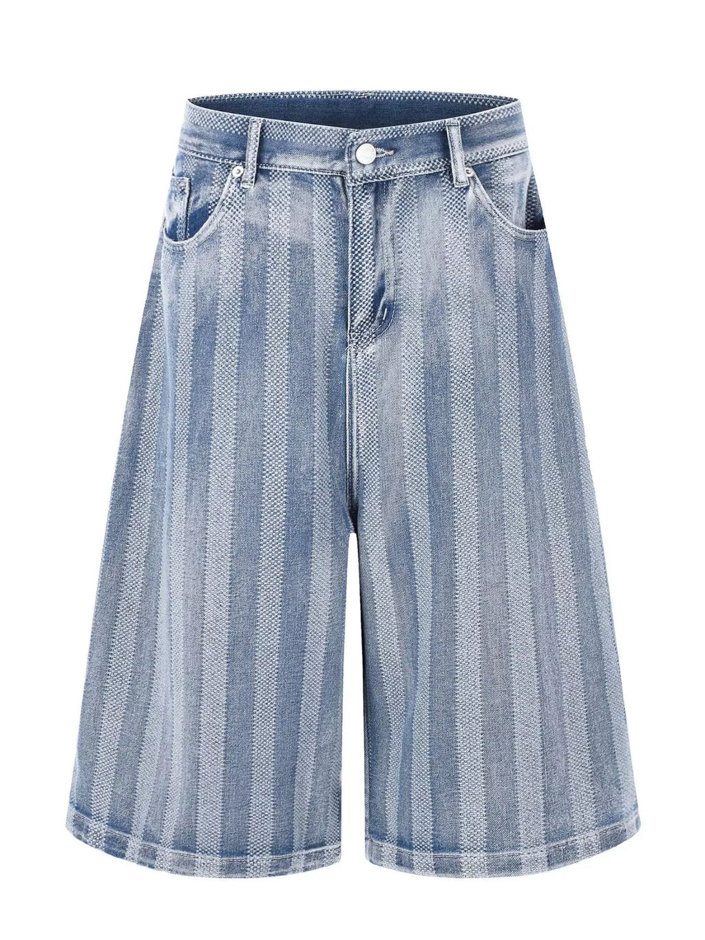 Men's Stripe Wide Leg Denim Capris