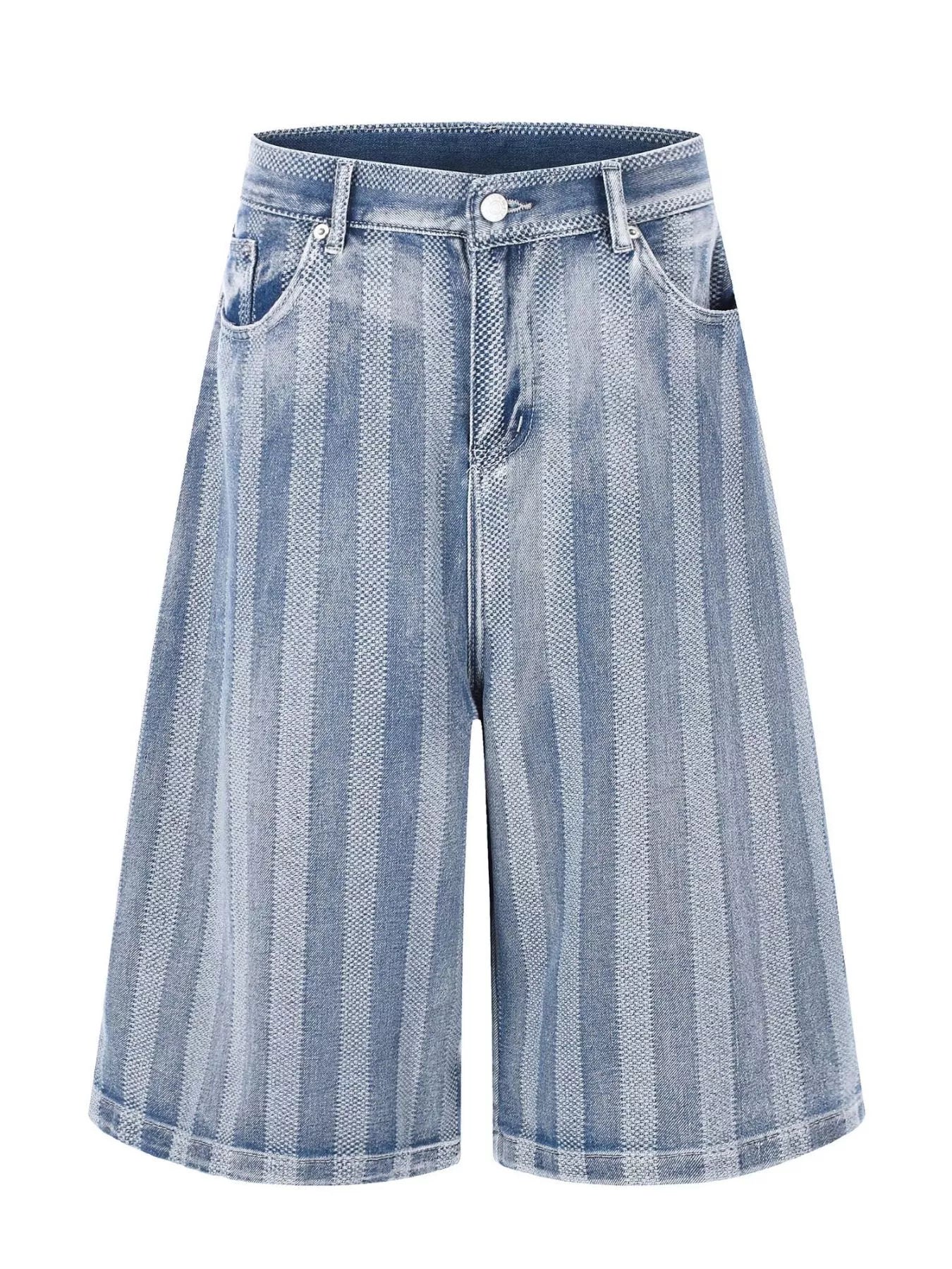 Men's Stripe Wide Leg Denim Capris