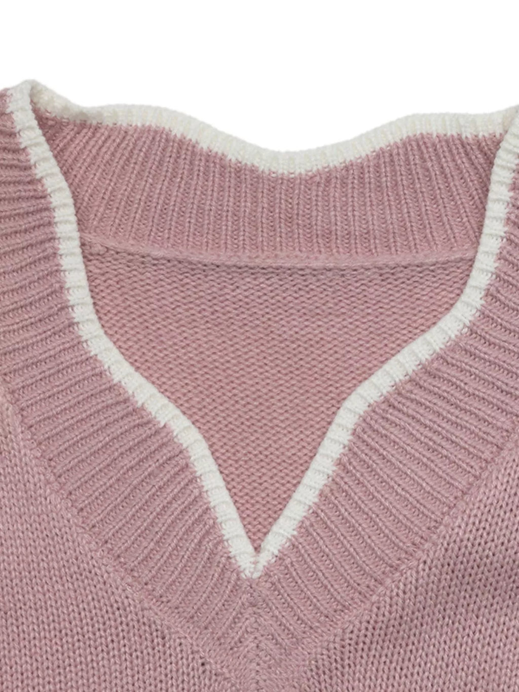 V-Neck Openwork Long Sleeve Sweater