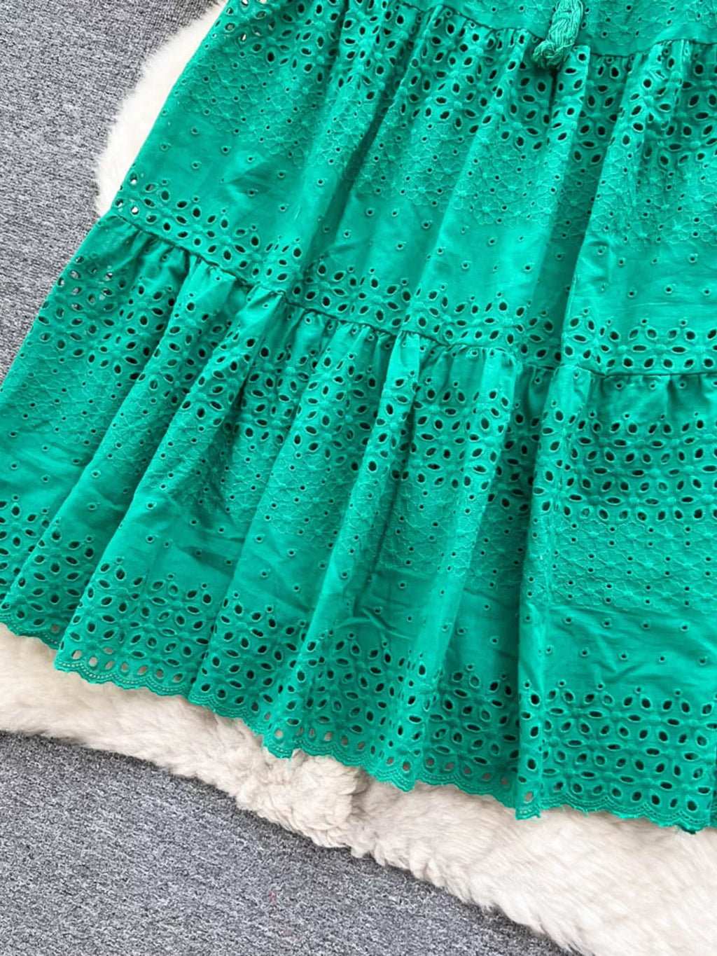 Eyelet Tiered Maxi Skirt