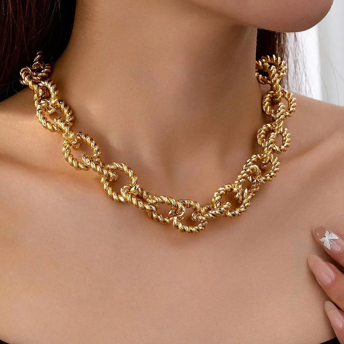 18K Gold-Plated Alloy Twisted Necklace