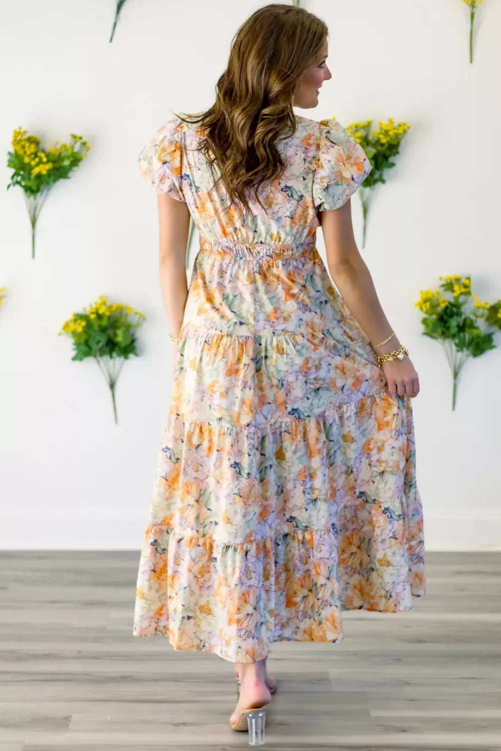 Floral Print Smocked Tiered Maxi Dress