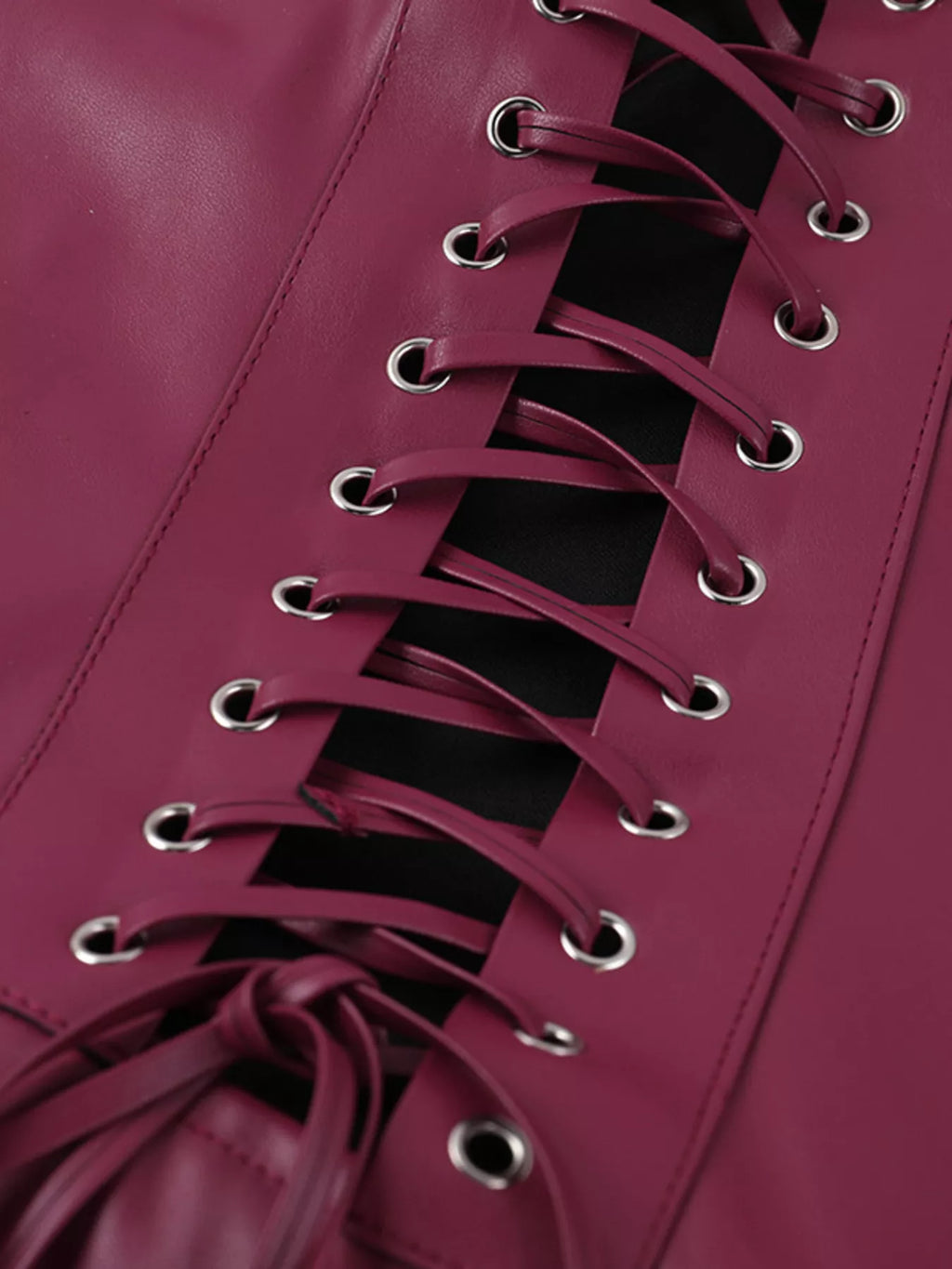 Sleeveless Faux Leather Bodycon Maxi Dress with Back Lace Up