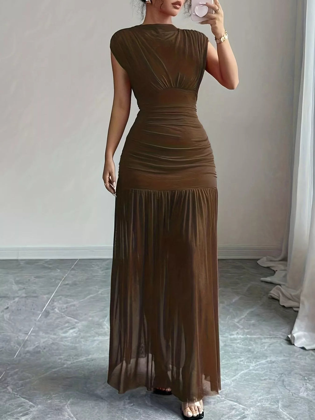 Ruched Bodycon Maxi Dress
