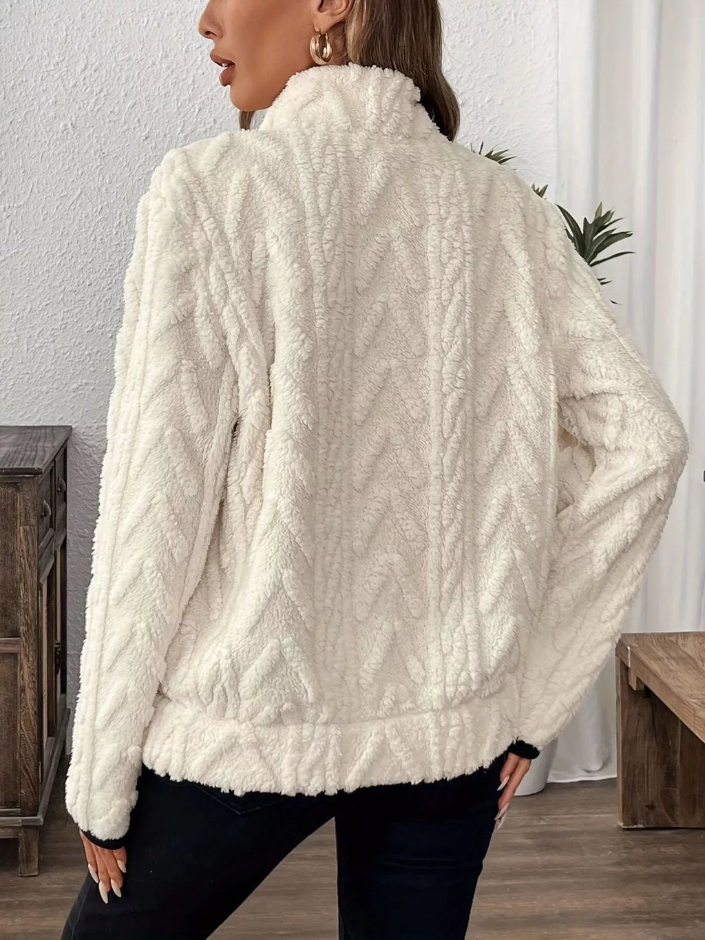 Full Size Half Zip Kangaroo Pocket Sweatshirt Plus Size