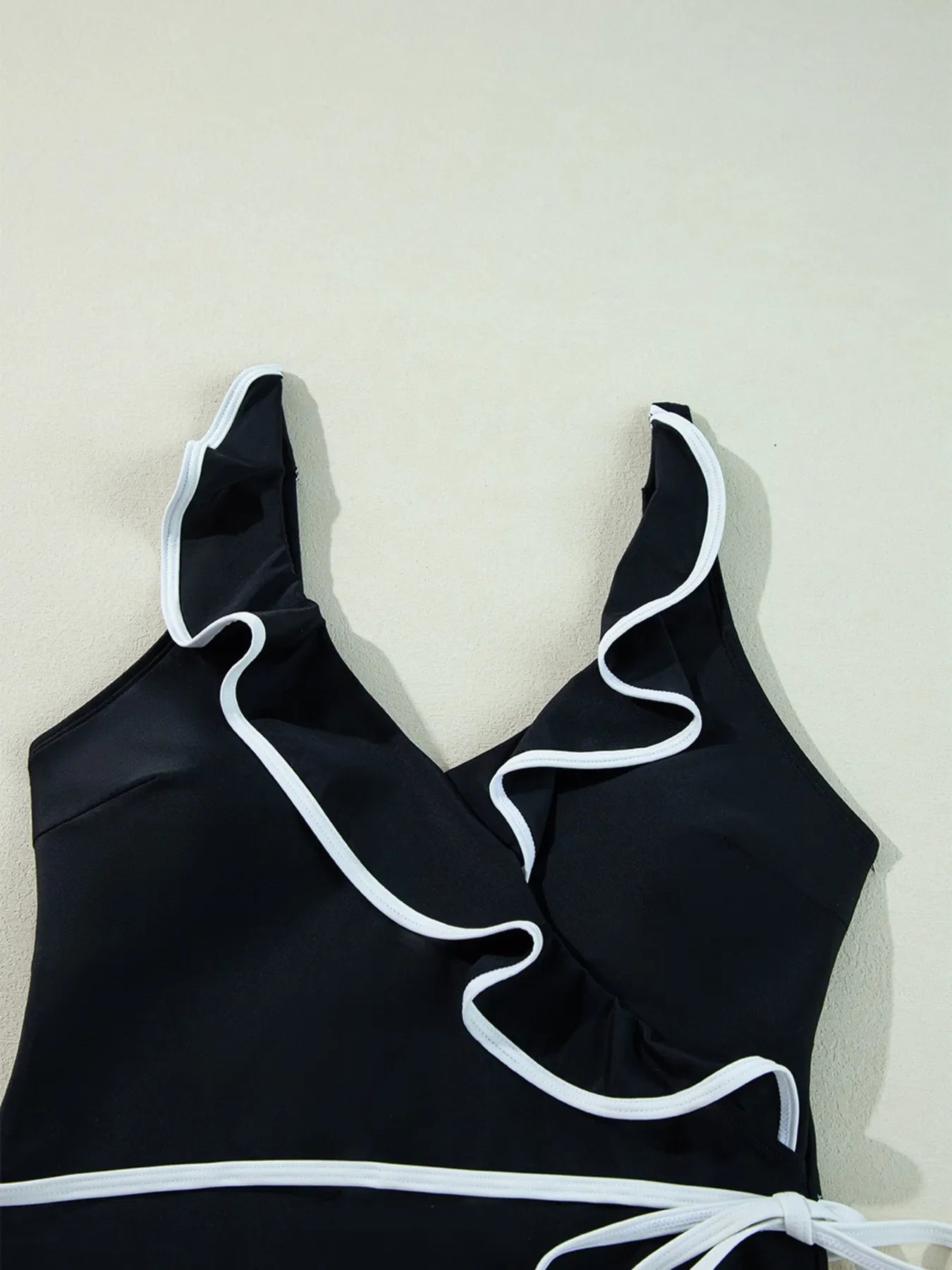 Ruffle Trim V-Neck One-Piece Swimsuit