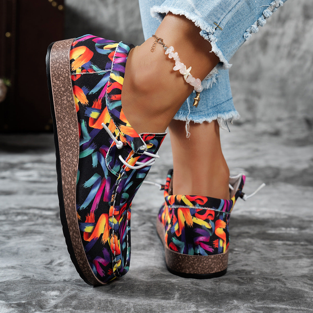 Colorful Printed Casual Loafers