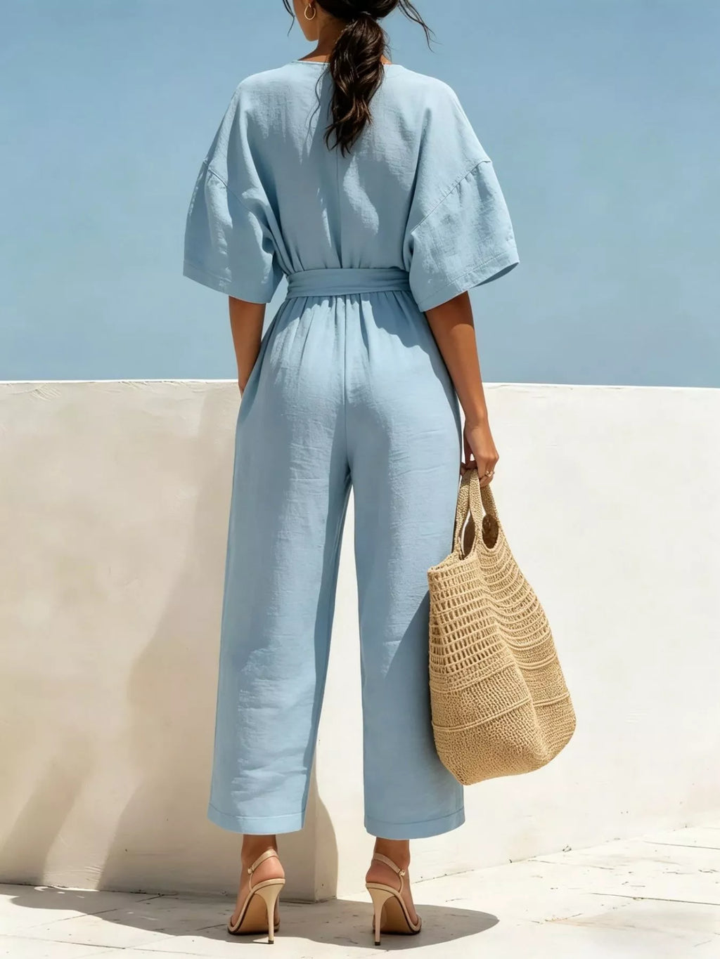 Tie Waist Wide Leg Jumpsuit