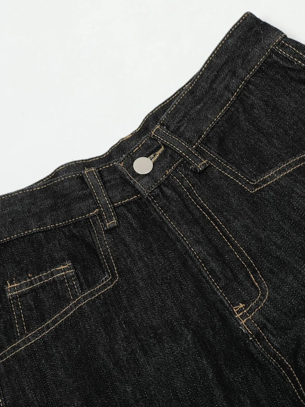 Men's Washed Curved Jeans with Contrast Stitching