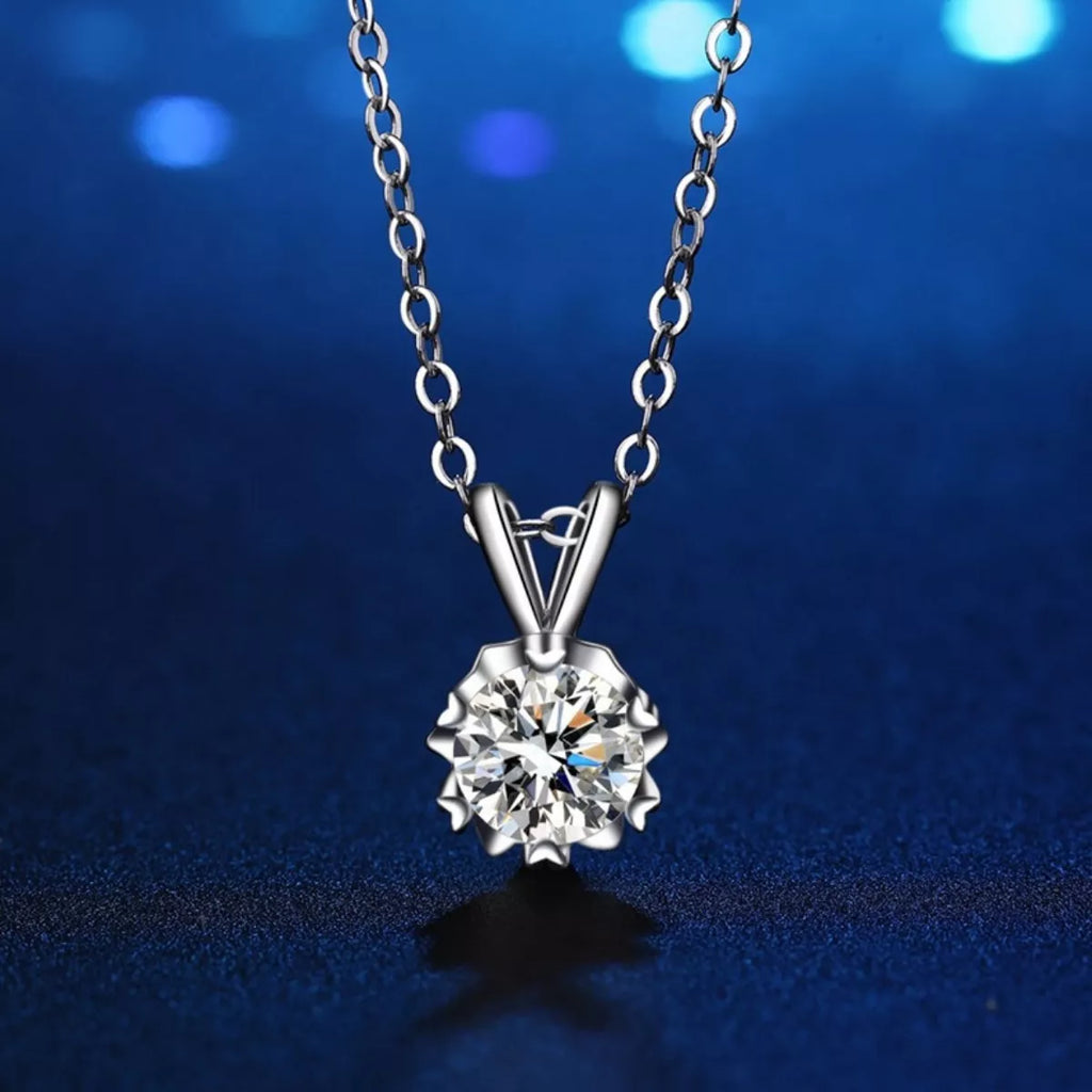 1 Carat Moissanite 925 Sterling Silver Pendant Necklace