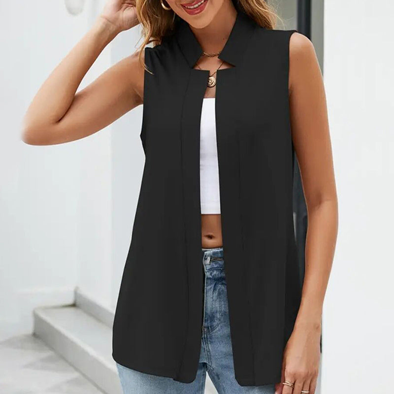Women’s Sleeveless Stand-Collar Vest Cardigan