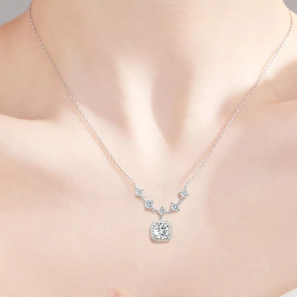 2 Carat Moissanite 925 Sterling Silver Pendant Necklace