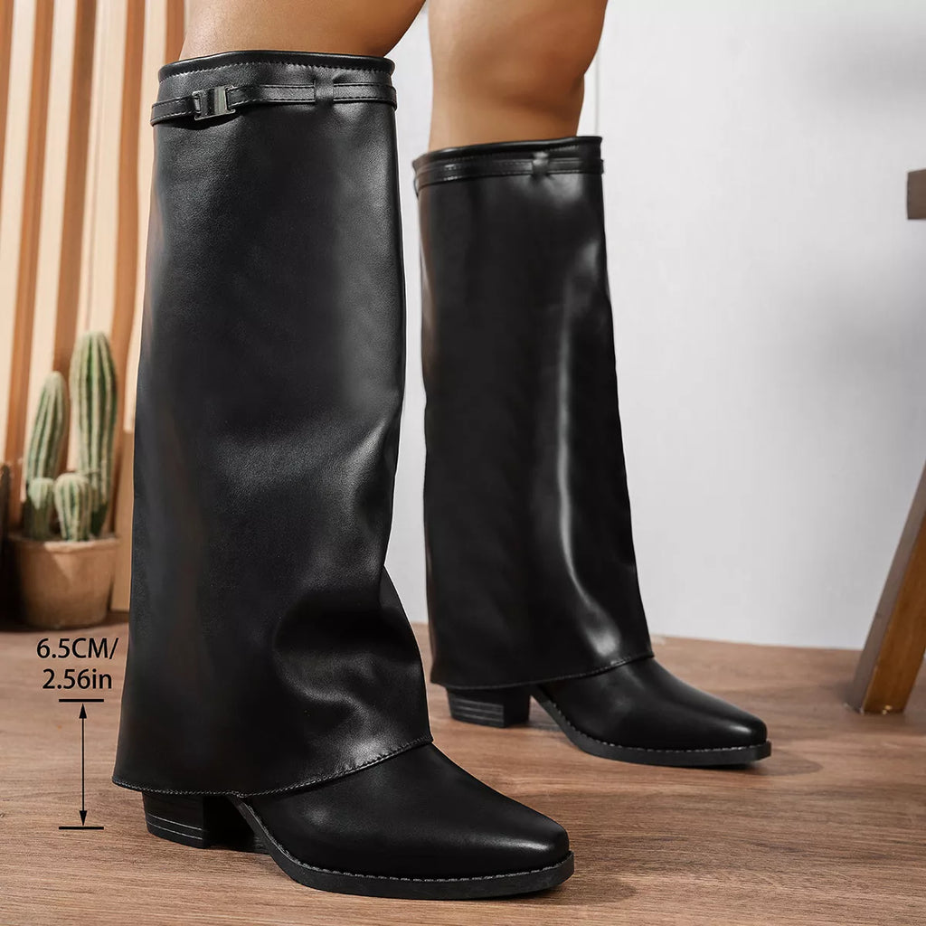 Knee-High Block Heel Boots