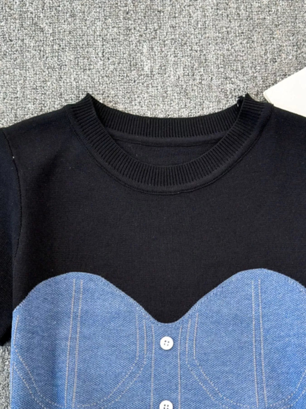 Color Block Short Sleeve Knit T-Shirt